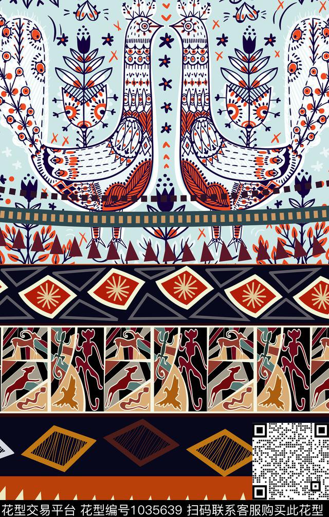 民族风波西米亚抽象数码印花华亿平台下载（图片编号: 1035639） - 瓦栏（Walan）