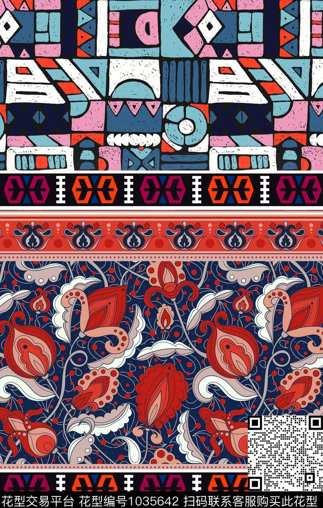 民族风波西米亚抽象数码印花华亿平台下载（图片编号: 1035642） - 瓦栏（Walan）