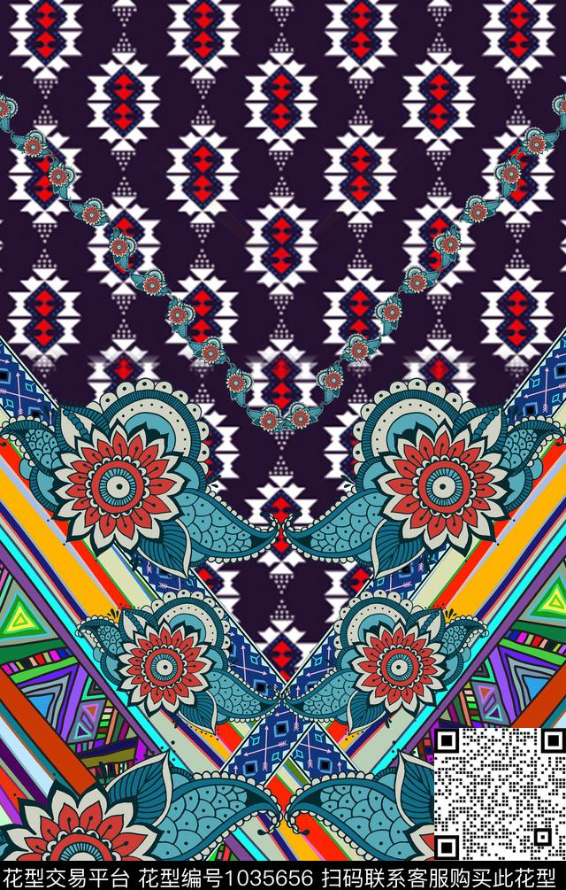 民族风抽象女装数码印花华亿平台下载（图片编号: 1035656） - 瓦栏（Walan）