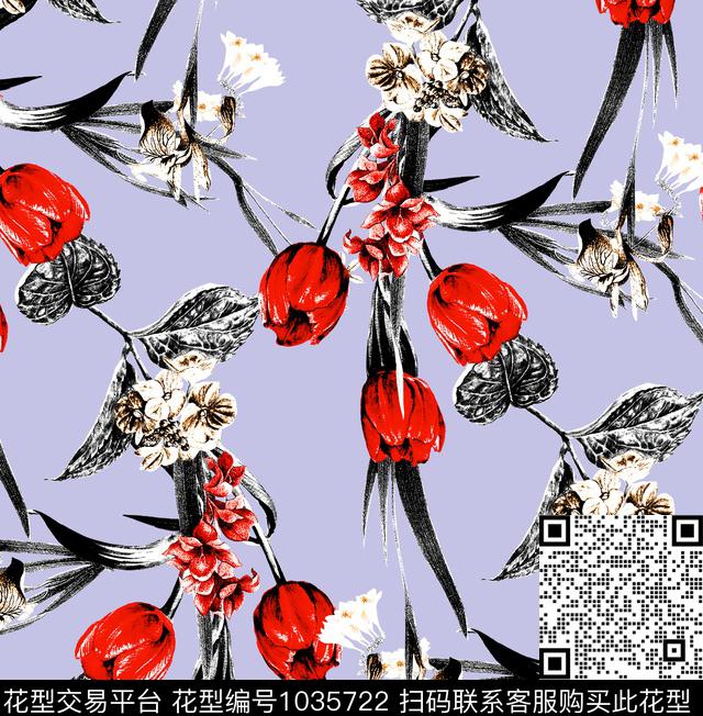 数码华亿平台花卉大牌风数码印花华亿平台下载（图片编号: 1035722） - 瓦栏（Walan）