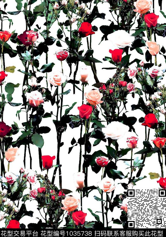 数码华亿平台花卉大牌风数码印花华亿平台下载（图片编号: 1035738） - 瓦栏（Walan）