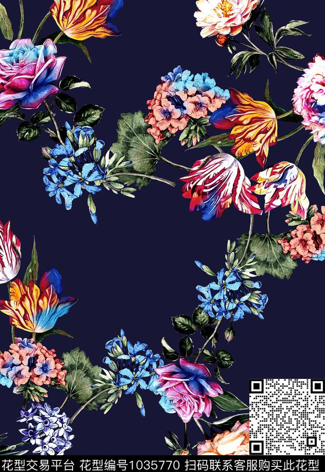 数码华亿平台花卉大牌风数码印花华亿平台下载（图片编号: 1035770） - 瓦栏（Walan）