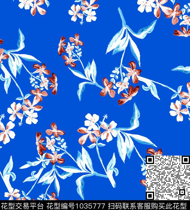 花卉大牌风彩底花卉数码印花华亿平台下载（图片编号: 1035777） - 瓦栏（Walan）