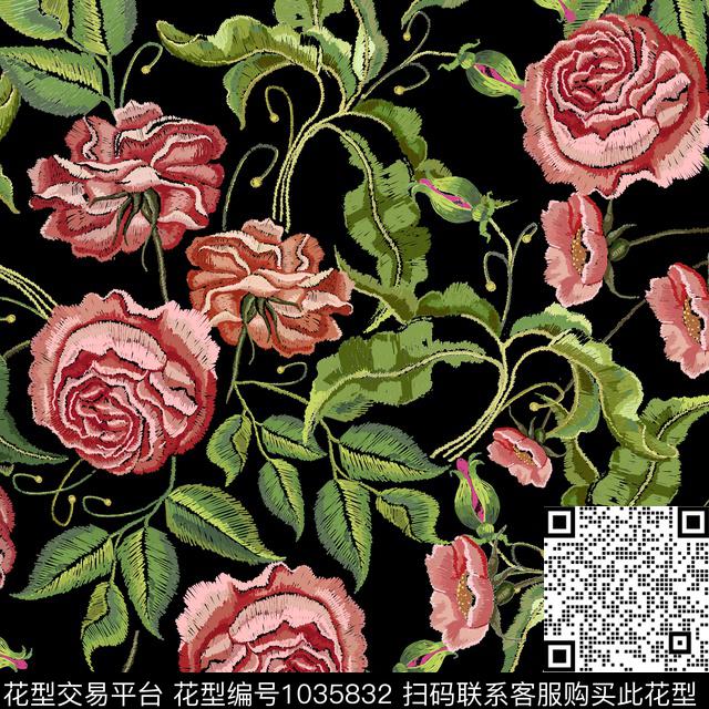 绘画数码华亿平台线条花卉数码印花华亿平台下载（图片编号: 1035832） - 瓦栏（Walan）