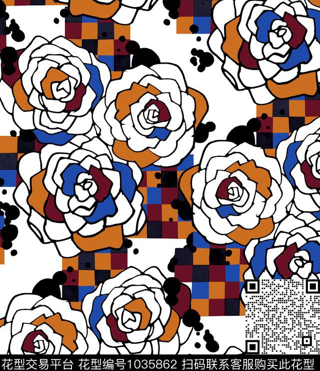 数码华亿平台花卉大牌风数码印花华亿平台下载（图片编号: 1035862） - 瓦栏（Walan）