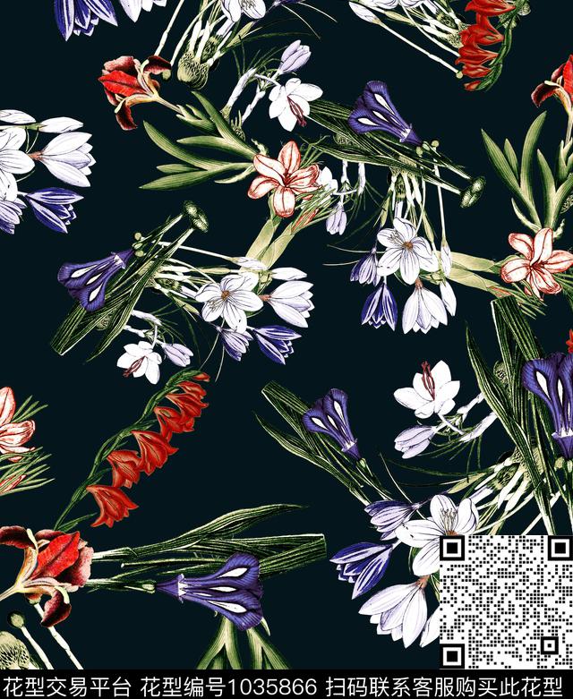 数码华亿平台花卉大牌风数码印花华亿平台下载（图片编号: 1035866） - 瓦栏（Walan）