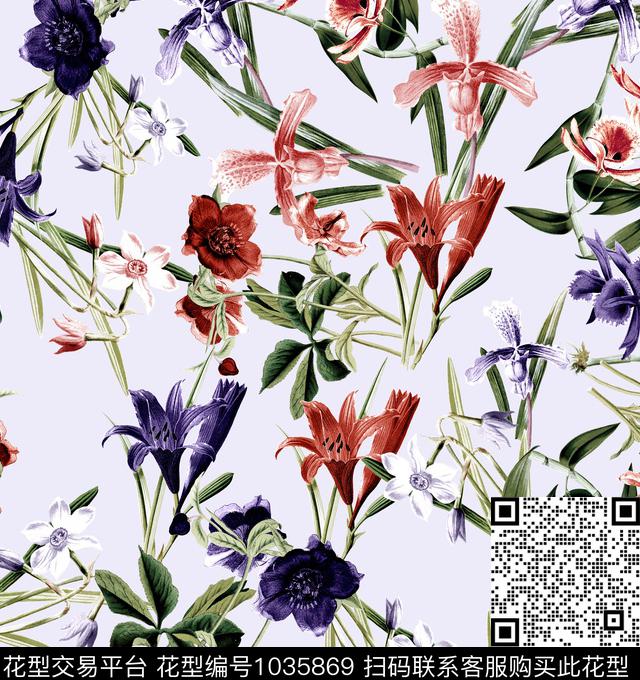 数码华亿平台花卉大牌风数码印花华亿平台下载（图片编号: 1035869） - 瓦栏（Walan）