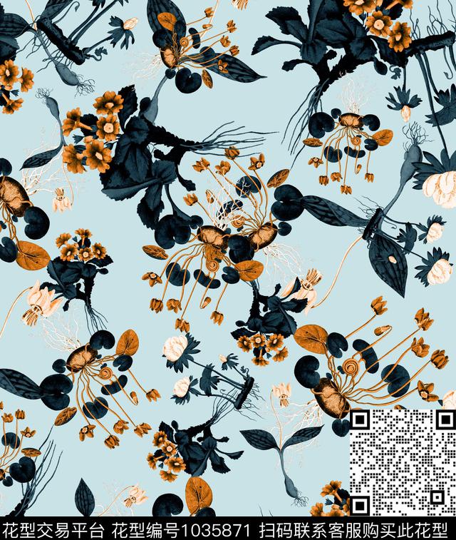 数码华亿平台花卉满版散花数码印花华亿平台下载（图片编号: 1035871） - 瓦栏（Walan）
