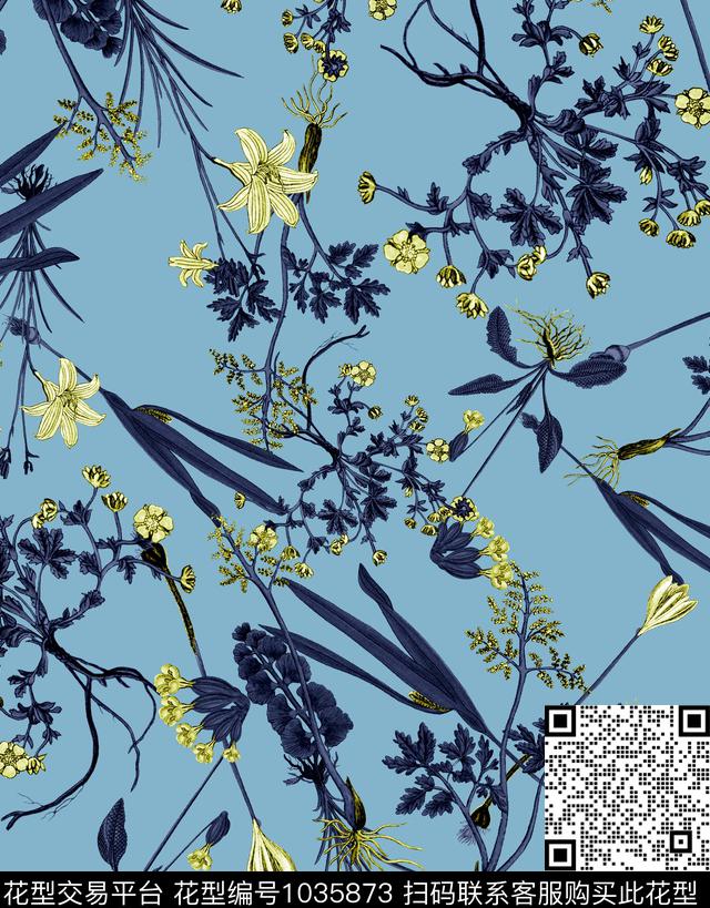 数码华亿平台花卉大牌风数码印花华亿平台下载（图片编号: 1035873） - 瓦栏（Walan）