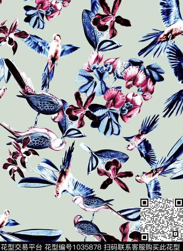 数码华亿平台花卉大牌风数码印花华亿平台下载（图片编号: 1035878） - 瓦栏（Walan）