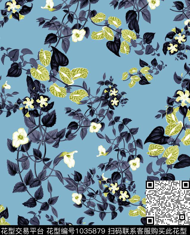 数码华亿平台花卉大牌风数码印花华亿平台下载（图片编号: 1035879） - 瓦栏（Walan）