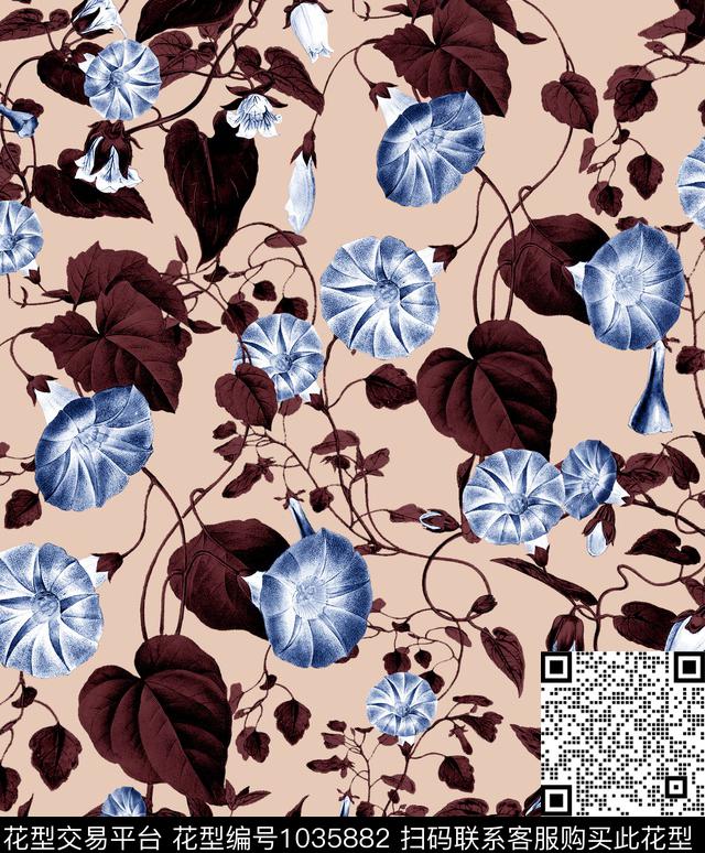 数码华亿平台花卉大牌风数码印花华亿平台下载（图片编号: 1035882） - 瓦栏（Walan）