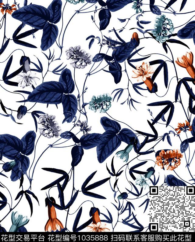 数码华亿平台花卉大牌风数码印花华亿平台下载（图片编号: 1035888） - 瓦栏（Walan）