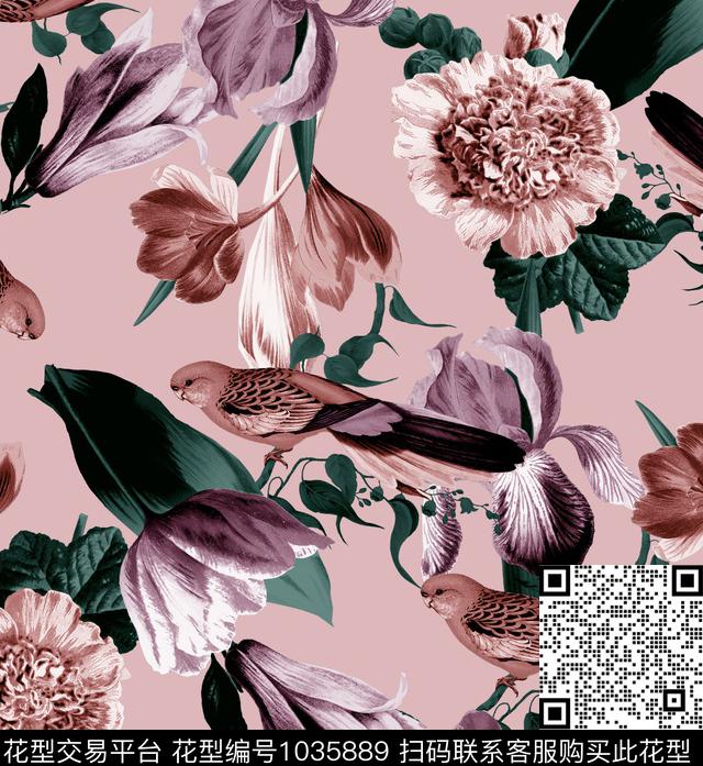 数码华亿平台花卉大牌风数码印花华亿平台下载（图片编号: 1035889） - 瓦栏（Walan）