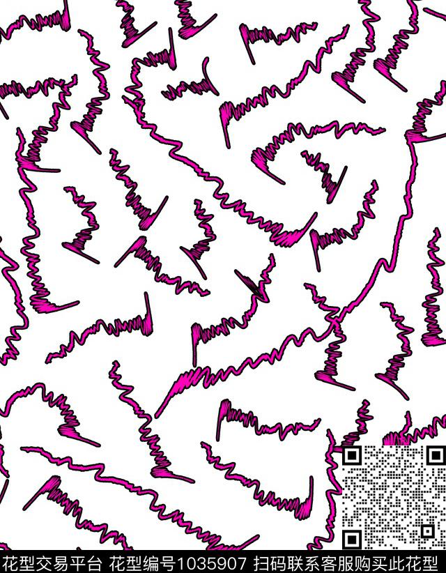 趣味线条抽象数码印花华亿平台下载（图片编号: 1035907） - 瓦栏（Walan）