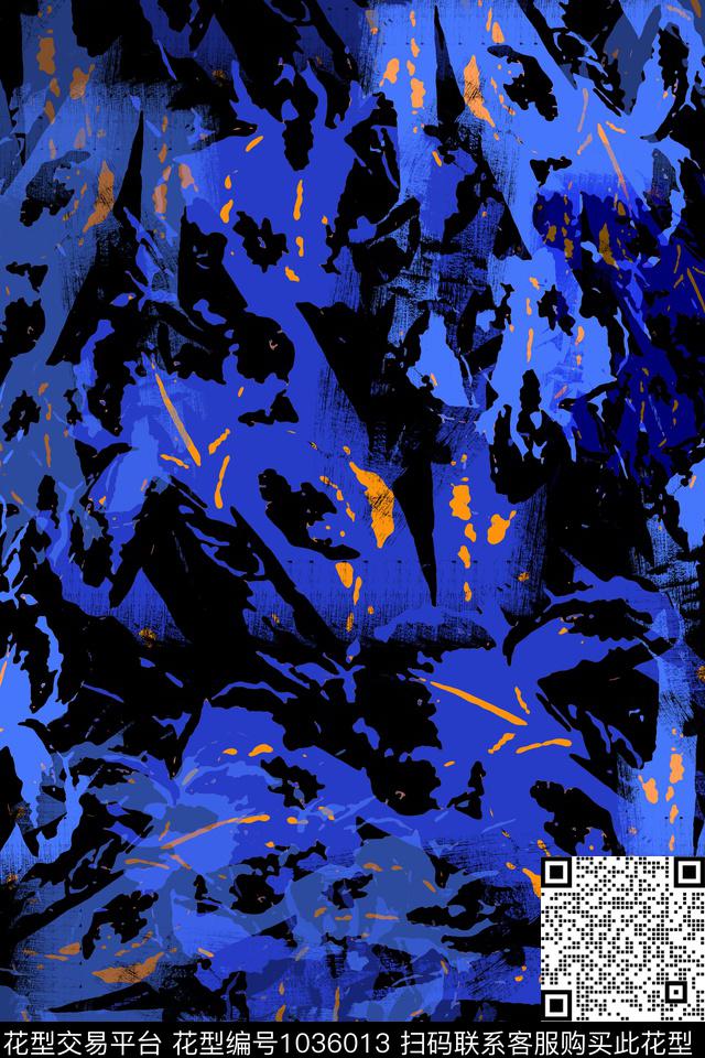 抽象花卉径庭迷彩抽象数码印花华亿平台下载（图片编号: 1036013） - 瓦栏（Walan）