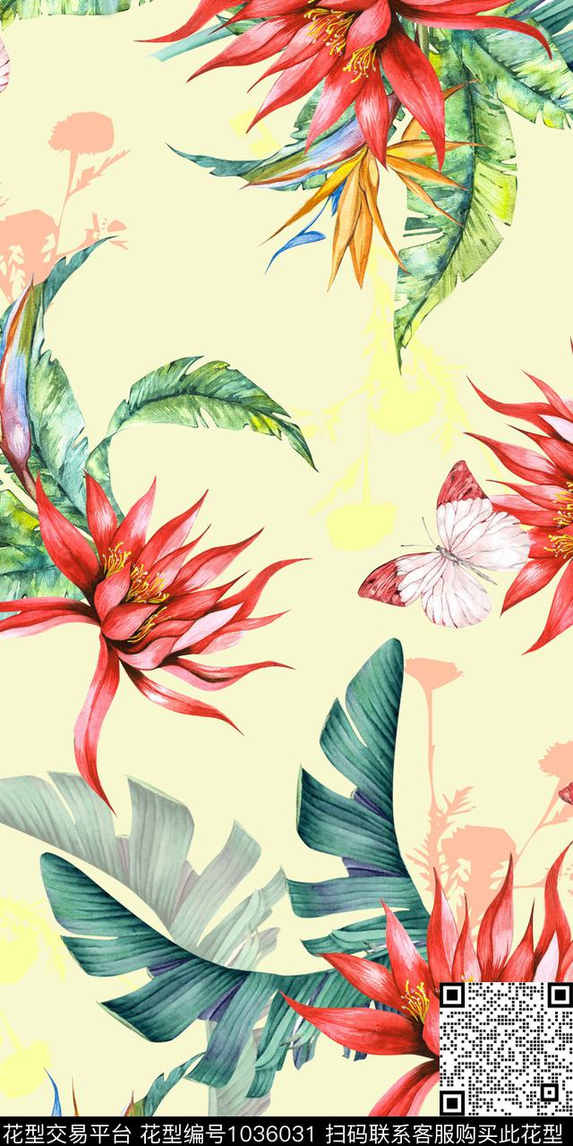 数码华亿平台花卉大牌风数码印花华亿平台下载（图片编号: 1036031） - 瓦栏（Walan）