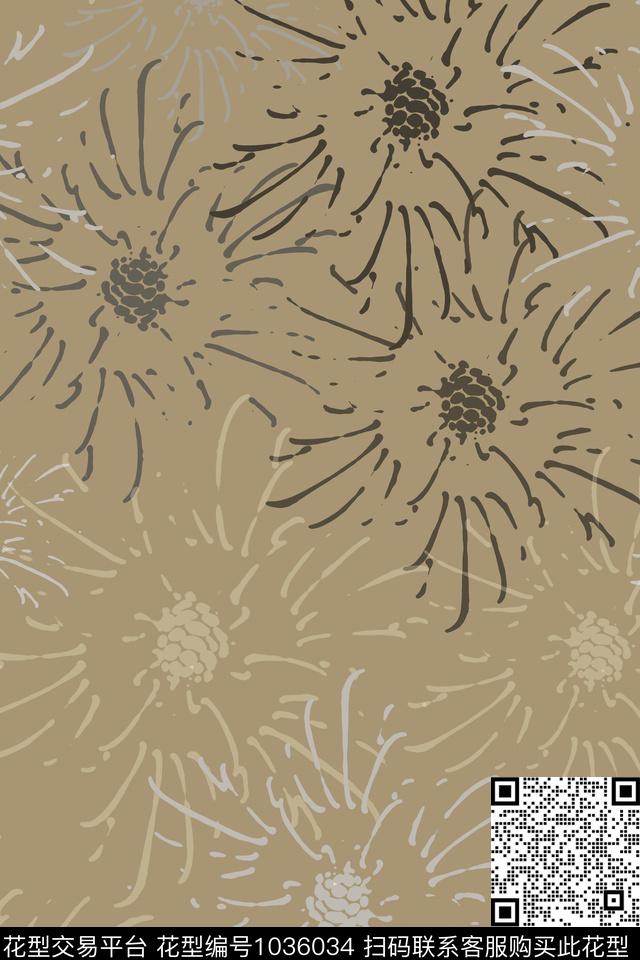 抽象花卉风格化花卉男装休闲花卉传统印花华亿平台下载（图片编号: 1036034） - 瓦栏（Walan）