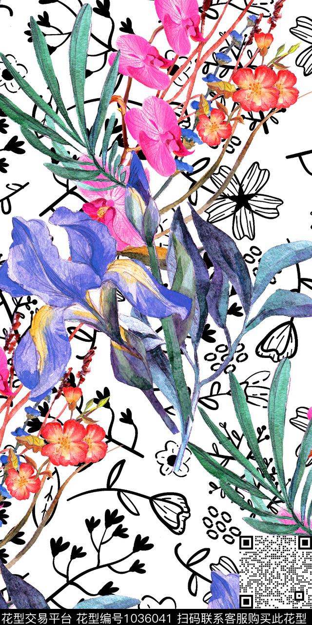 数码华亿平台女装水彩花卉数码印花华亿平台下载（图片编号: 1036041） - 瓦栏（Walan）