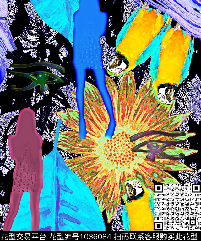 条纹植物抽象数码印花华亿平台下载（图片编号: 1036084） - 瓦栏（Walan）