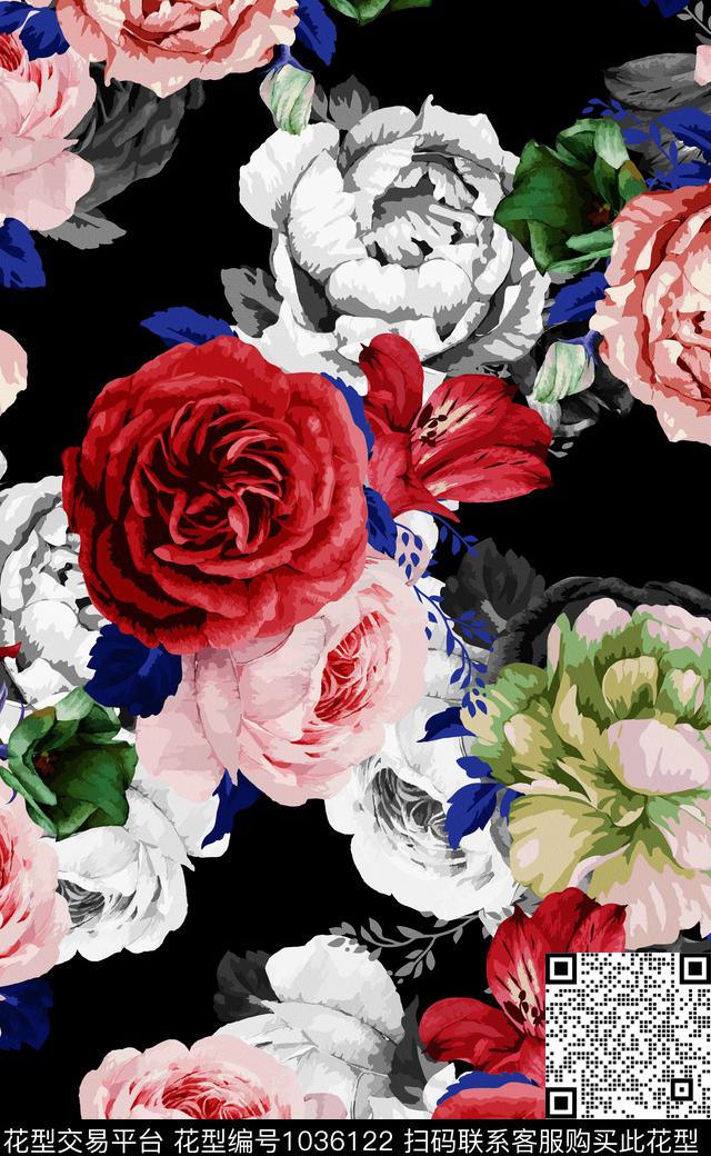 中国风数码华亿平台花卉数码印花华亿平台下载（图片编号: 1036122） - 瓦栏（Walan）
