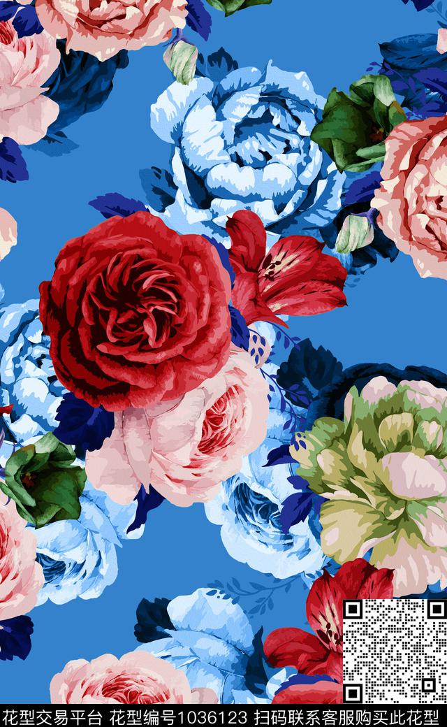 中国风数码华亿平台花卉数码印花华亿平台下载（图片编号: 1036123） - 瓦栏（Walan）
