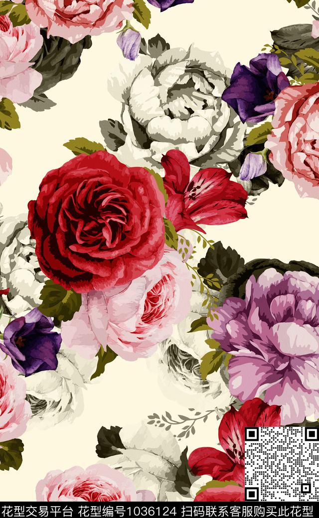 中国风数码华亿平台花卉数码印花华亿平台下载（图片编号: 1036124） - 瓦栏（Walan）