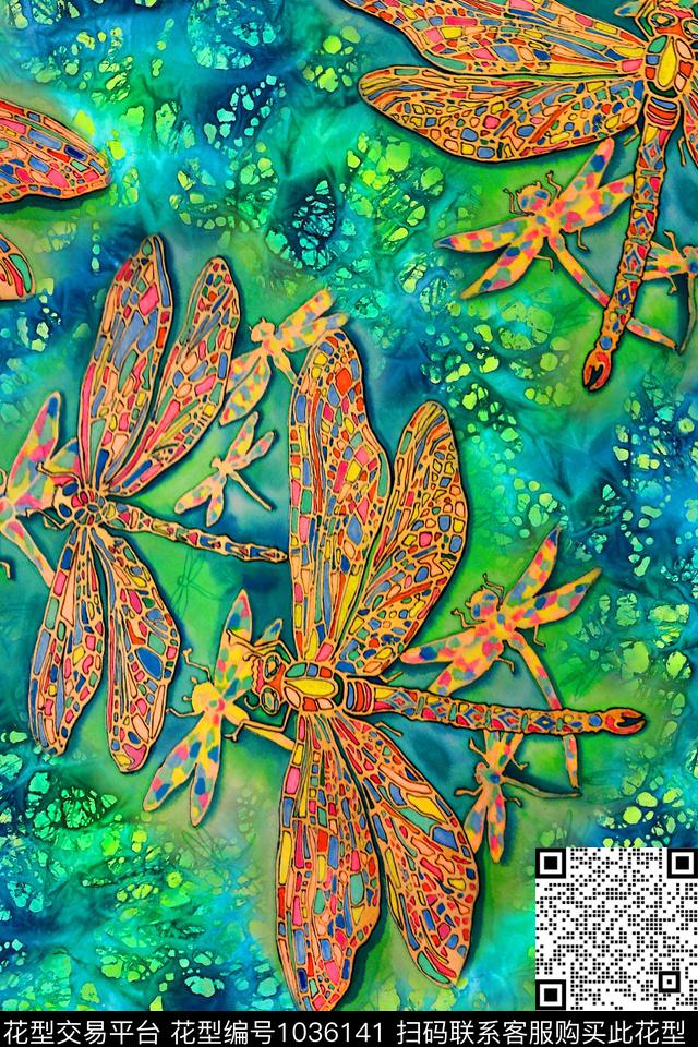 肌理蜻蜓扎染华亿平台数码印花华亿平台下载（图片编号: 1036141） - 瓦栏（Walan）