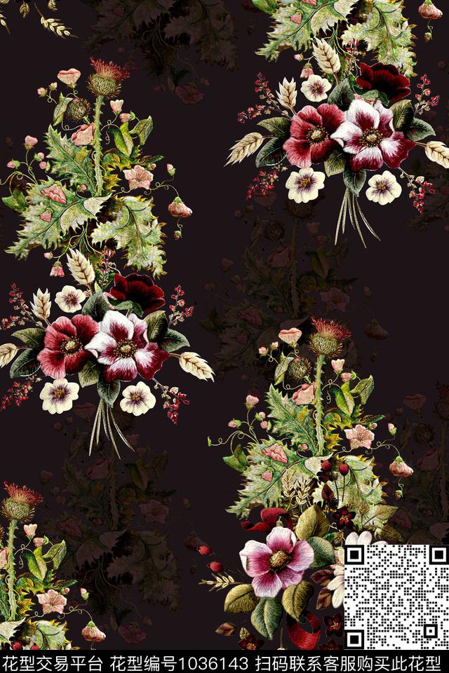 花卉年轻女性绿植树叶数码印花华亿平台下载（图片编号: 1036143） - 瓦栏（Walan）