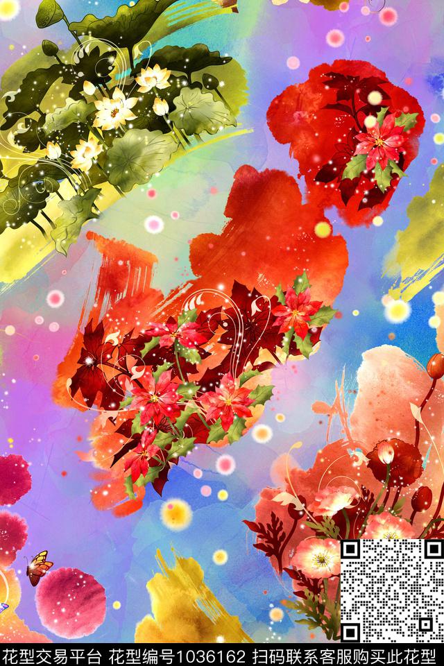 花卉水彩花卉破魔数码印花华亿平台下载（图片编号: 1036162） - 瓦栏（Walan）