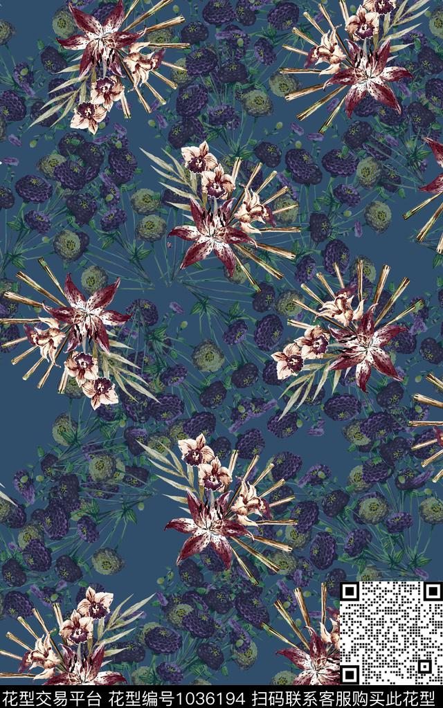 数码华亿平台民族风花卉数码印花华亿平台下载（图片编号: 1036194） - 瓦栏（Walan）