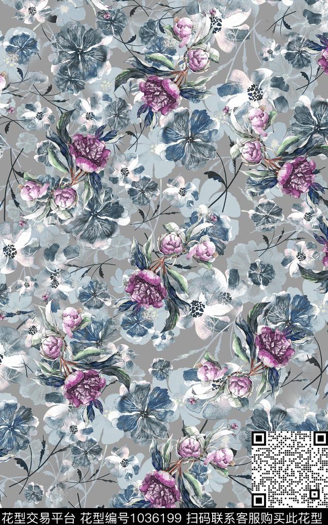 数码华亿平台民族风花卉数码印花华亿平台下载（图片编号: 1036199） - 瓦栏（Walan）