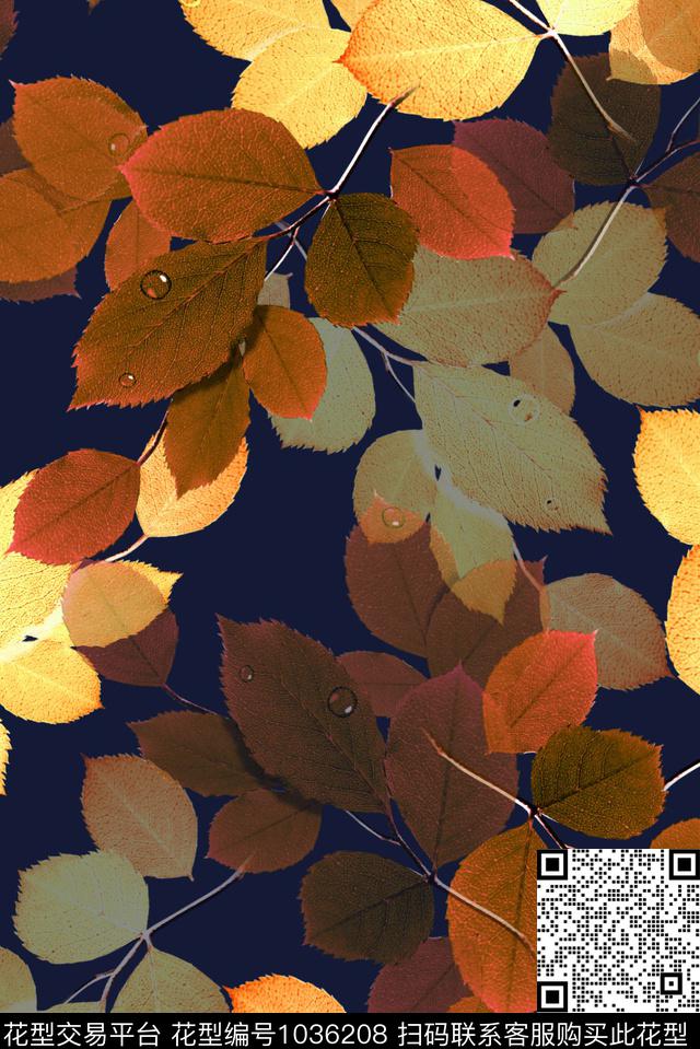 绿植树叶复古华亿平台女装数码印花华亿平台下载（图片编号: 1036208） - 瓦栏（Walan）