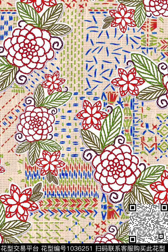 民族风中老年数码印花华亿平台下载（图片编号: 1036251） - 瓦栏（Walan）