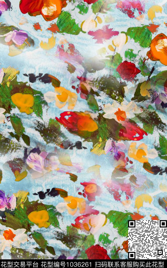 肌理笔触中老年数码印花华亿平台下载（图片编号: 1036261） - 瓦栏（Walan）