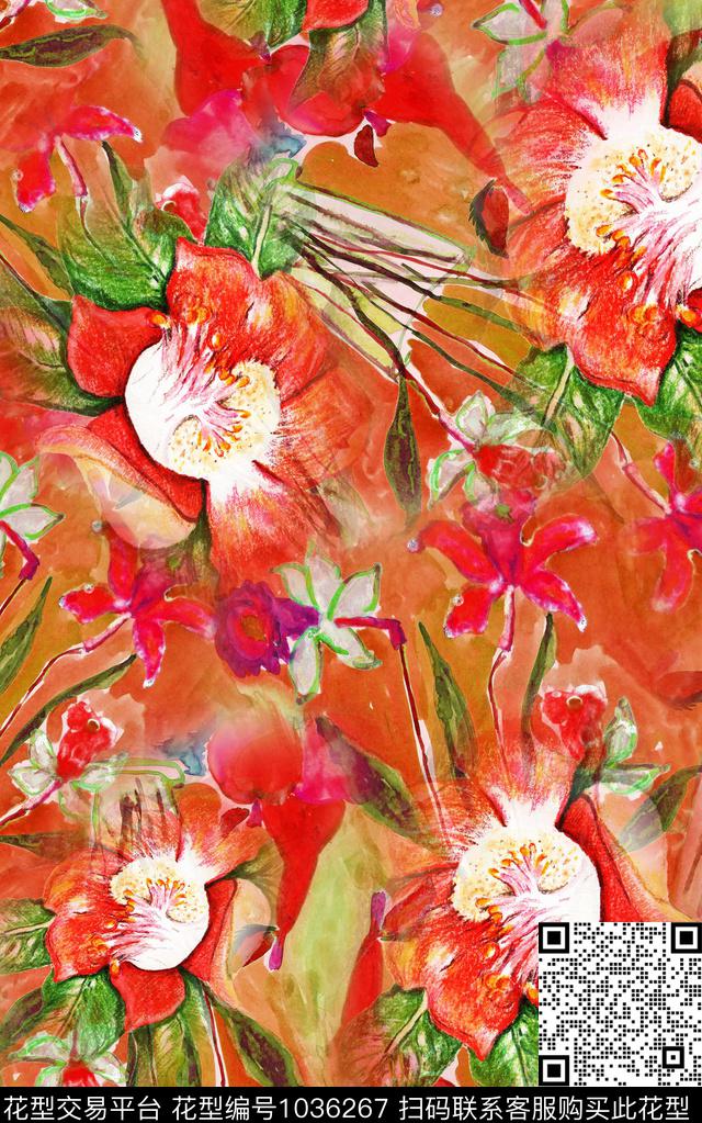 肌理笔触中老年数码印花华亿平台下载（图片编号: 1036267） - 瓦栏（Walan）