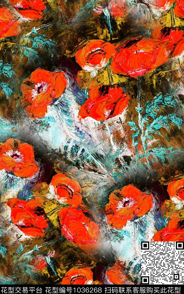 肌理笔触中老年数码印花华亿平台下载（图片编号: 1036268） - 瓦栏（Walan）