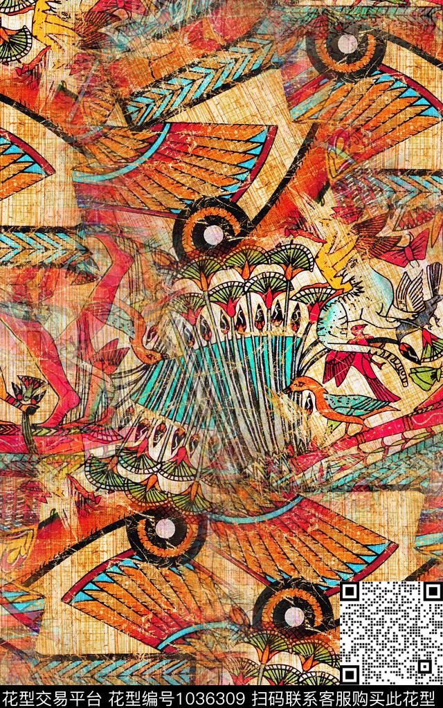 民族风肌理笔触数码印花华亿平台下载（图片编号: 1036309） - 瓦栏（Walan）