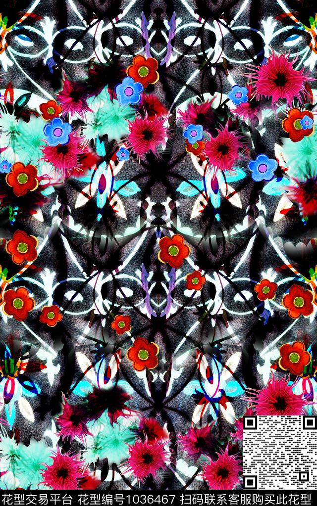 深圳民族风花卉数码印花华亿平台下载（图片编号: 1036467） - 瓦栏（Walan）