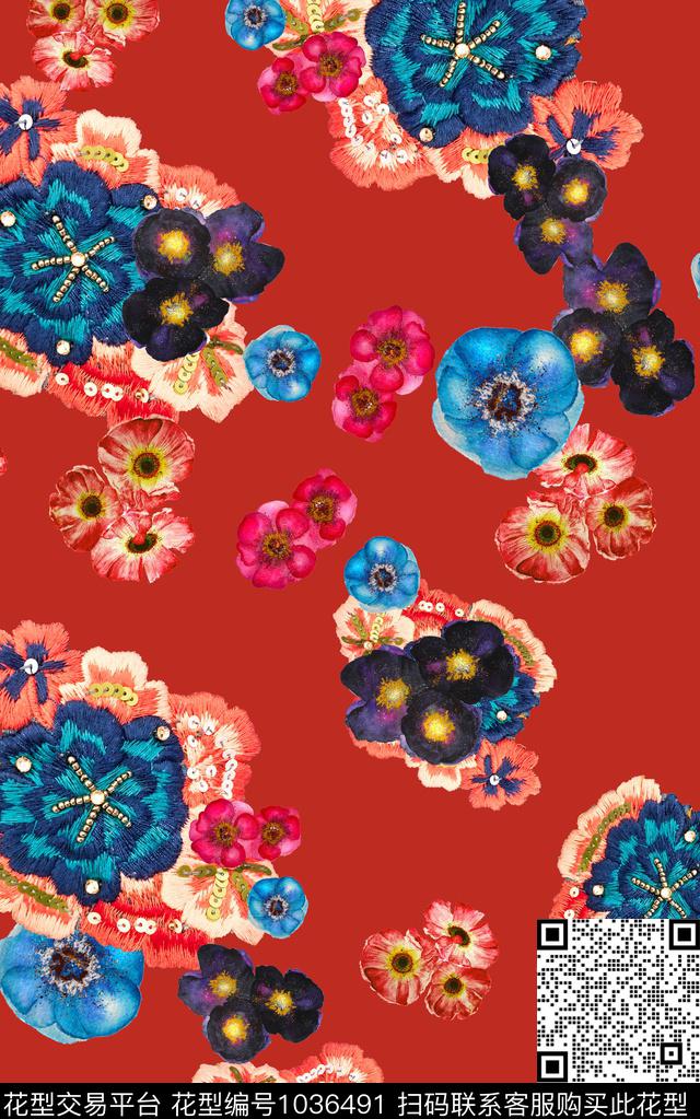 小碎花花卉水彩花卉数码印花华亿平台下载（图片编号: 1036491） - 瓦栏（Walan）