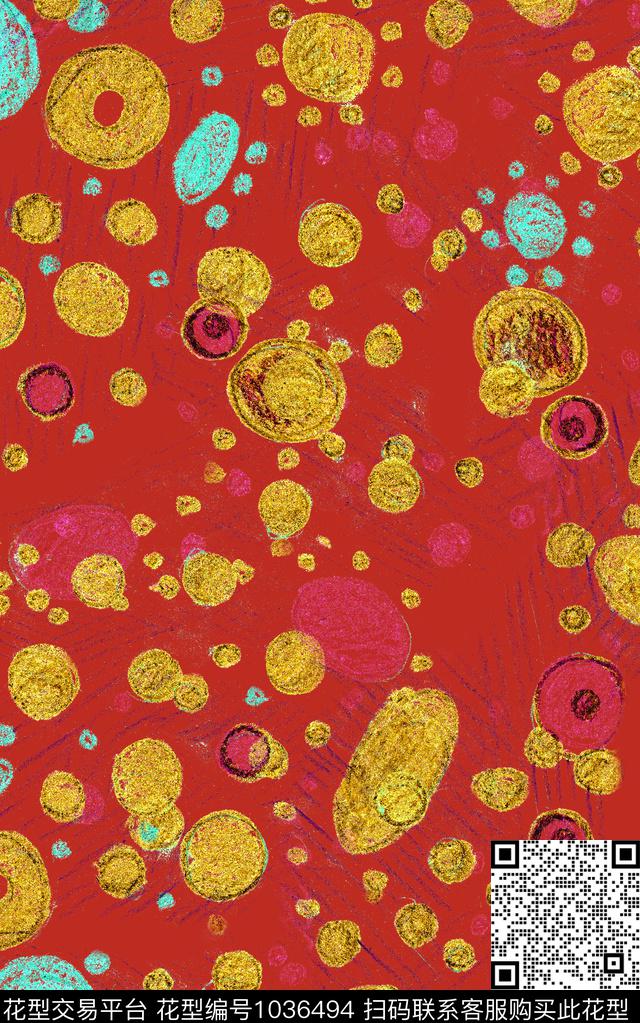 笔触几何圆形数码印花华亿平台下载（图片编号: 1036494） - 瓦栏（Walan）