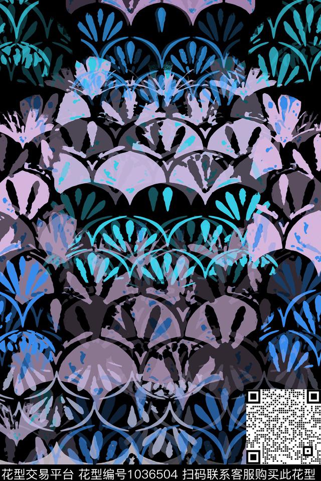 抽象花卉径庭迷彩半圆形数码印花华亿平台下载（图片编号: 1036504） - 瓦栏（Walan）