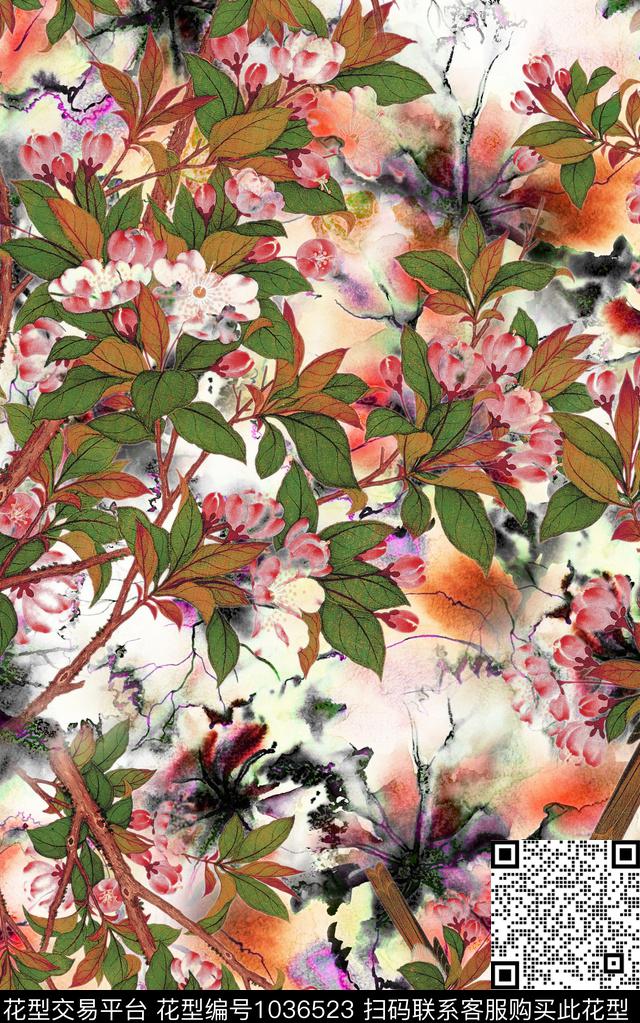 花卉中老年中国风数码印花华亿平台下载（图片编号: 1036523） - 瓦栏（Walan）