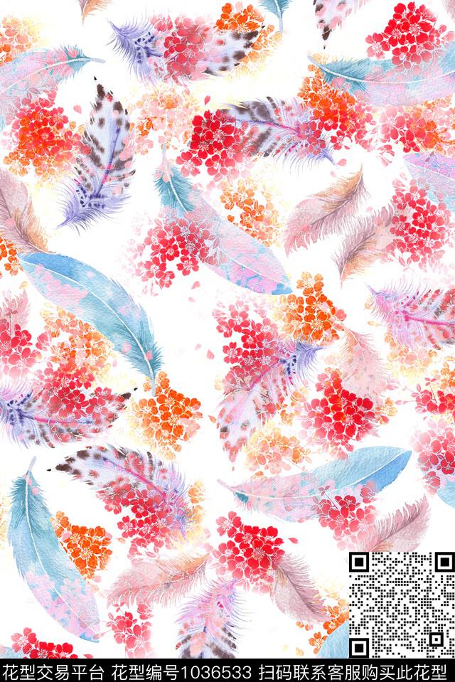 淑女大花鲜花数码印花华亿平台下载（图片编号: 1036533） - 瓦栏（Walan）