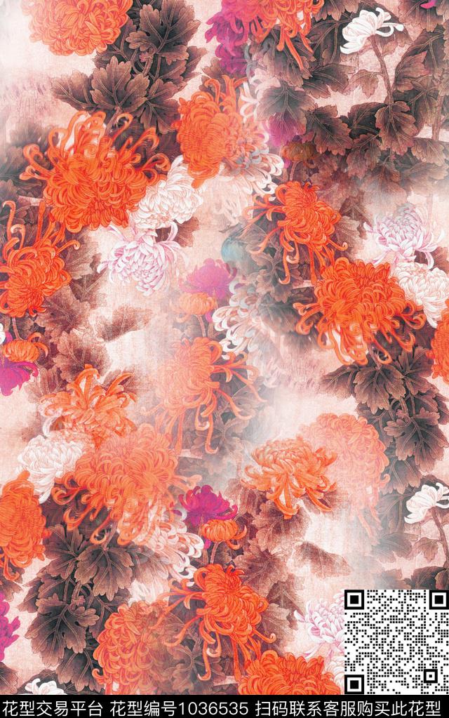 花卉中老年中国风数码印花华亿平台下载（图片编号: 1036535） - 瓦栏（Walan）