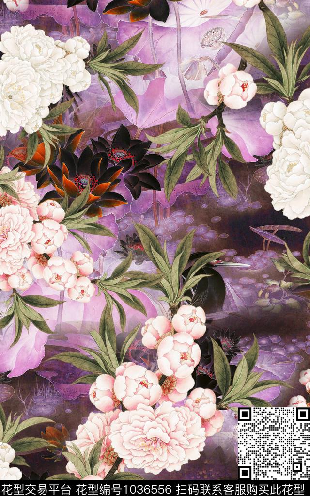 花卉中老年中国风数码印花华亿平台下载（图片编号: 1036556） - 瓦栏（Walan）