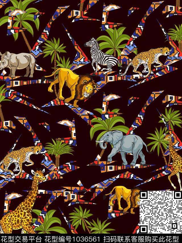狮子动物长颈鹿数码印花华亿平台下载（图片编号: 1036561） - 瓦栏（Walan）