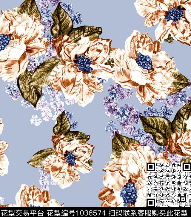 数码华亿平台花卉大牌风数码印花华亿平台下载（图片编号: 1036574） - 瓦栏（Walan）