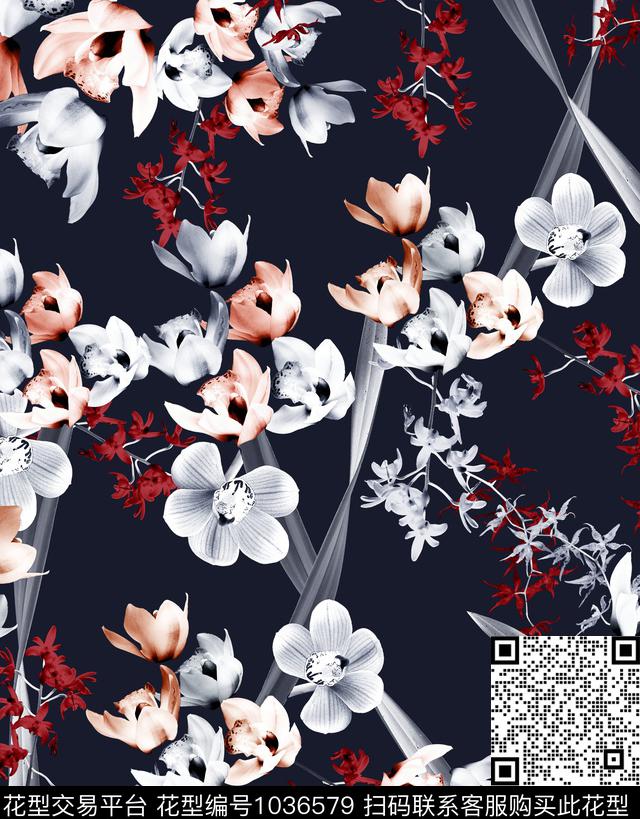 数码华亿平台花卉大牌风数码印花华亿平台下载（图片编号: 1036579） - 瓦栏（Walan）