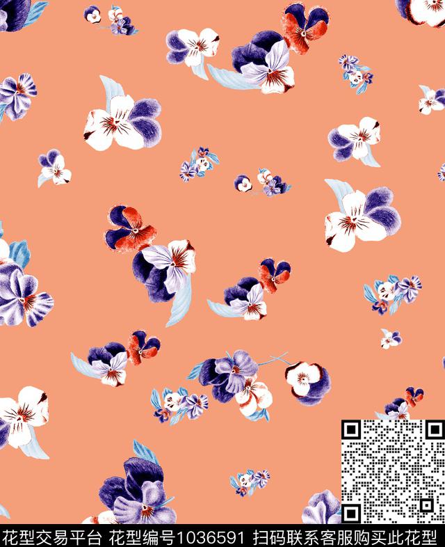 数码华亿平台花卉大牌风数码印花华亿平台下载（图片编号: 1036591） - 瓦栏（Walan）